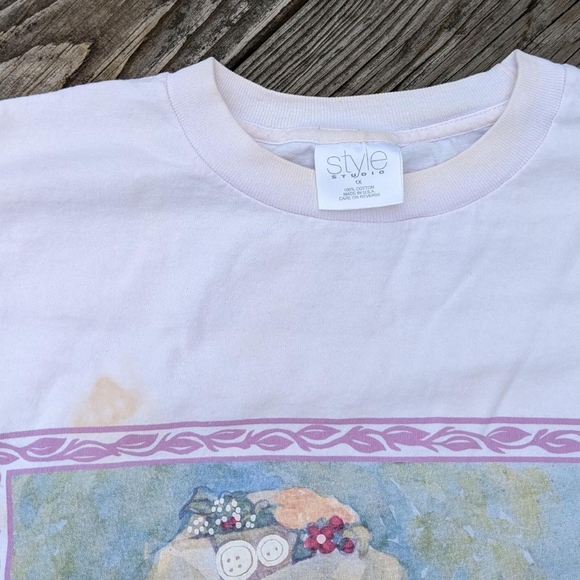 Vintage 90's Teddy Bear Floral Cottagecore T-shirt - Picture 4 of 4